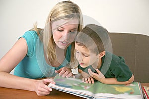 A young child reading a book