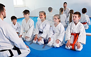 Young children in karate class