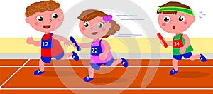 Young children runners relay competition vector photo