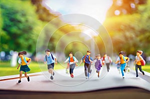young children running to school ,ai generated