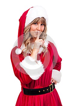 Young Christmas Woman is doing shh
