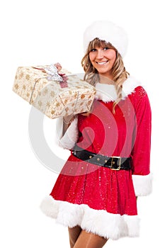 Young Christmas Woman with a present