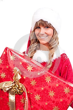 Young Christmas Woman with a present