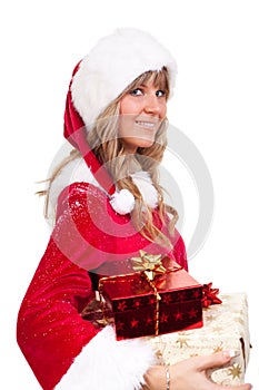 Young Christmas Woman with some presents