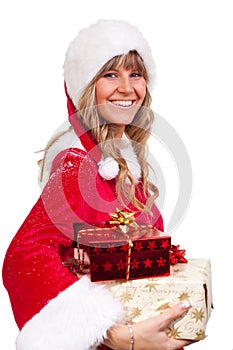 Young Christmas Woman with some presents
