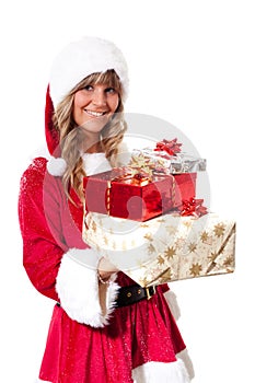 Young Christmas Woman with some presents