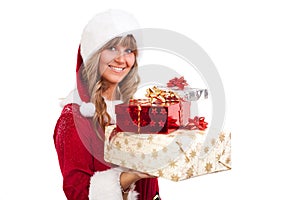 Young Christmas Woman with some presents