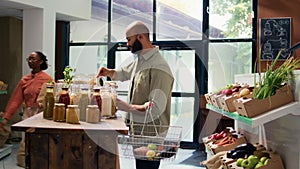 Young client shops at supermarket