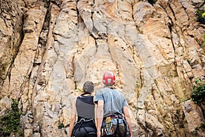 Young Climbers Getting Ready To Climb