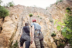 Young Climbers Getting Ready