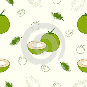 Young coconut seamless pattern background