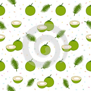 Young coconut seamless pattern background