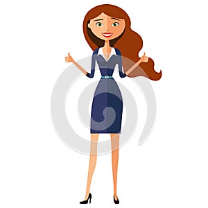 Young confident business lady approving something. Smiling woman