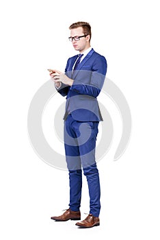 Young and confident business man isolated on white