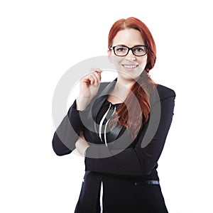 Young confident business woman with glasses