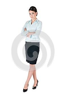 Young confident businesswoman, isolated on white