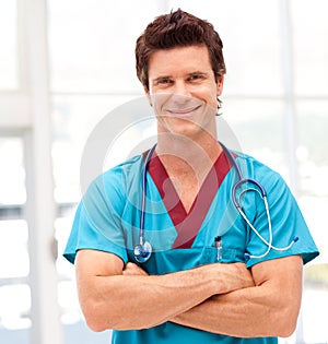 Young Confident doctor looking at camera