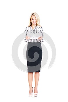 Young, confident, successful and beautiful business woman with t