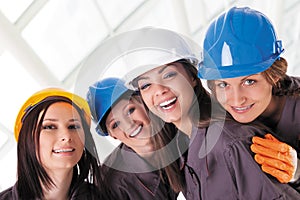 Young construction women workers