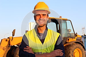 young construction worker smiling