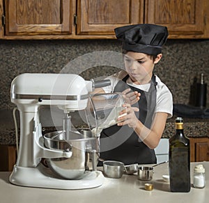 Young cook preparing food in kitchen