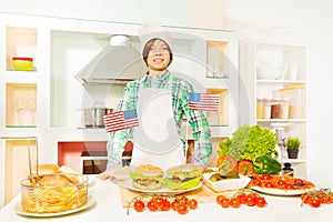 Young cook preparing traditional American menu