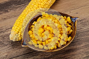 Young corn seeds in the bowl