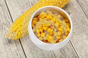 Young corn seeds in the bowl