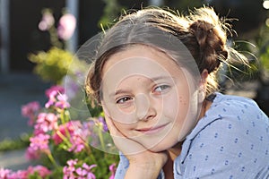 Young countrygirl smiling, close up