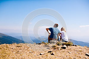 Young couple are admiring the landscape