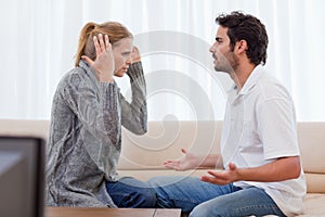 Young couple arguing photo