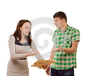 Young couple arguing over paperwork