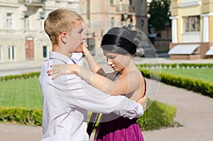 Young couple ballroom dancing photo