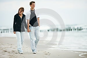 Young couple on beach