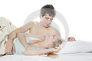 Young couple in bed