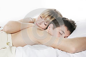 Young couple in bed