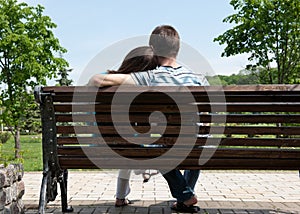 Young couple on bench