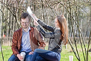 Young couple on bench