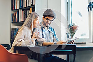 Couple in cafe enjoying the time spending with each other