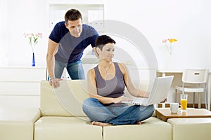 Young couple with computer