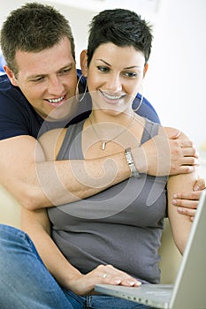 Young couple with computer