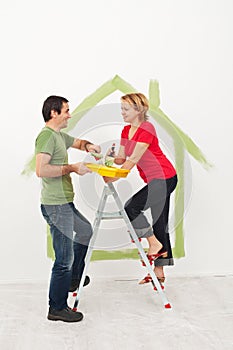 Young couple creating their new home