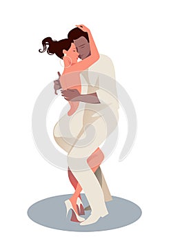 Young couple dancing bachata, merengue or latin music photo