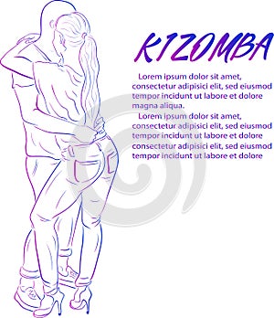 Young couple dancing kizomba vector draw