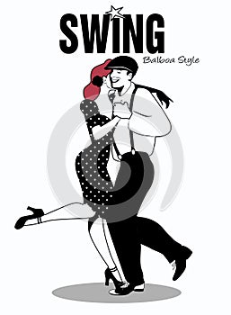 Young couple dancing swing: Balboa Style