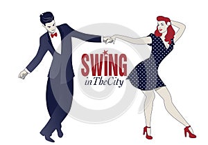 Young couple dancing swing, lindy hop or rock and roll