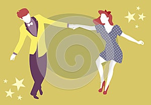 Young couple dancing swing, rock or lindy hop