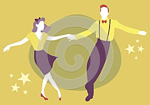 Young couple dancing swing, rock or lindy hop