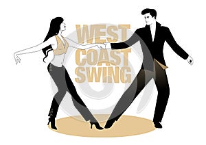 Young couple dancing swing. West Coast Style