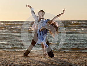 Young couple dancing tango